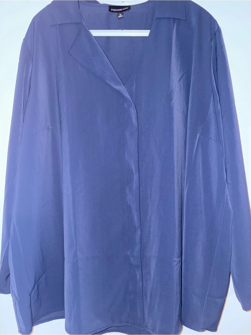 Fortune + Ivy 1X Blue Relaxed Blouse Plus Size Workwear